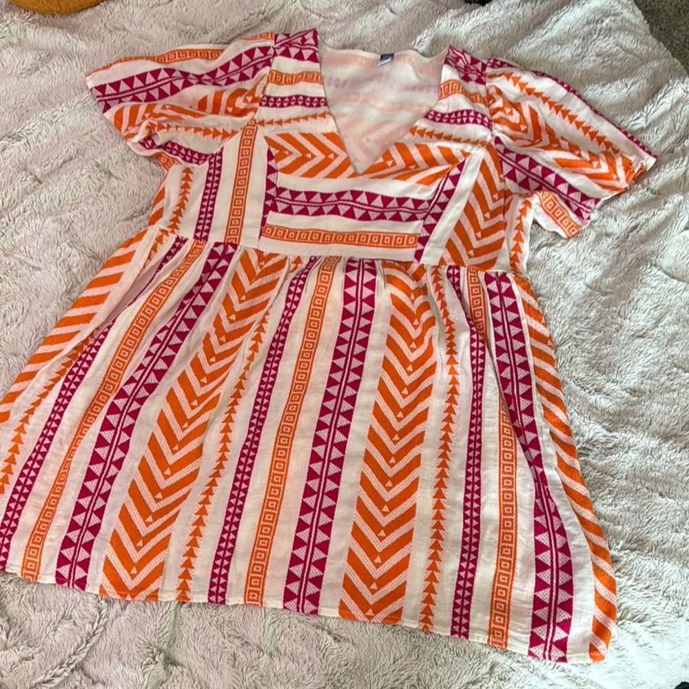Vibrant Orange and Pink Old Navy Dress